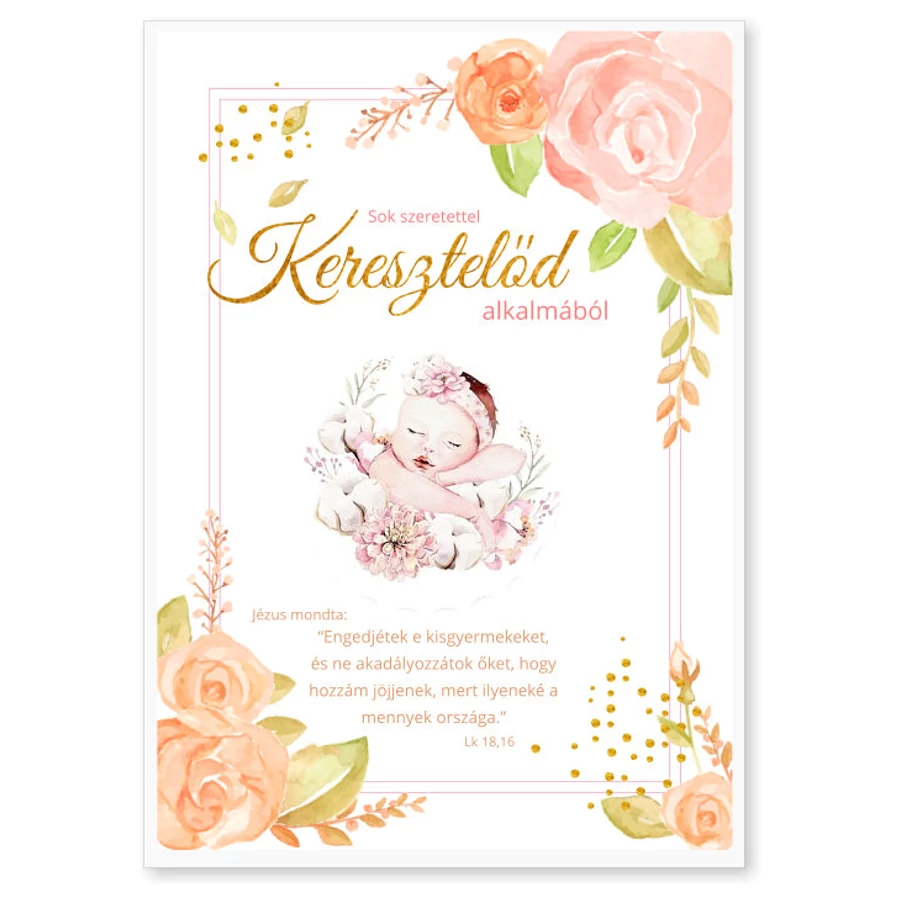 Borítékos képeslap: Keresztelőd alkalmából 5. (Sok szeretettel)